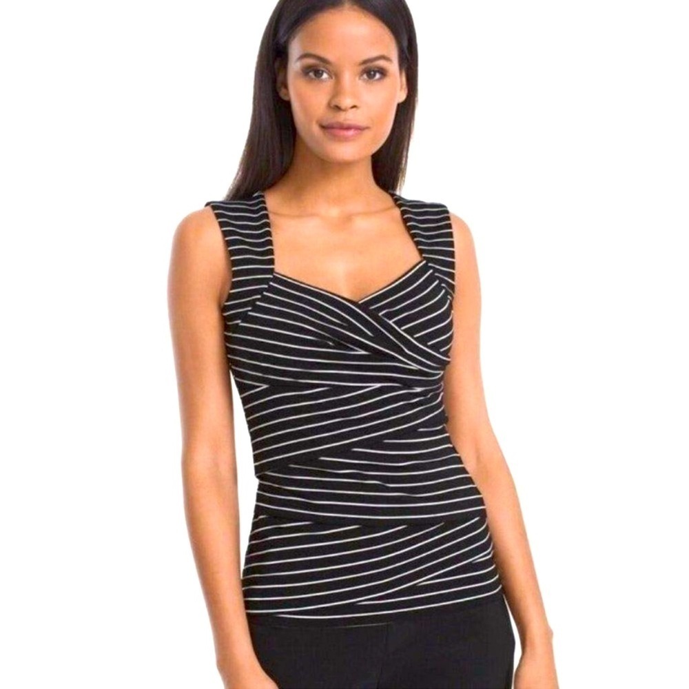 White House Black Market Instantly Slimming Tank Top Black White Striped XS